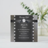 Open Night Black Stropdas Formele zwarte zilver Kaart (Staand voorkant)