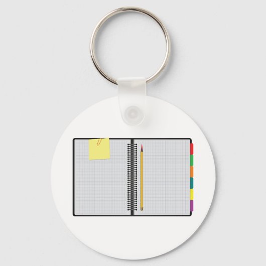 Open Notitieboek en potlood Sleutelhanger (Voorkant)