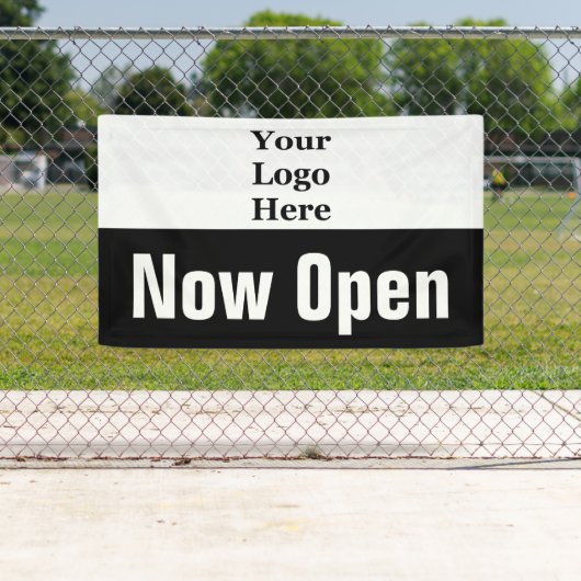 Open nu zwart-wit uw Logo hier Spandoek (Insitu)