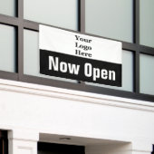 Open nu zwart-wit uw Logo hier Spandoek (Buitenkant Gebouw)