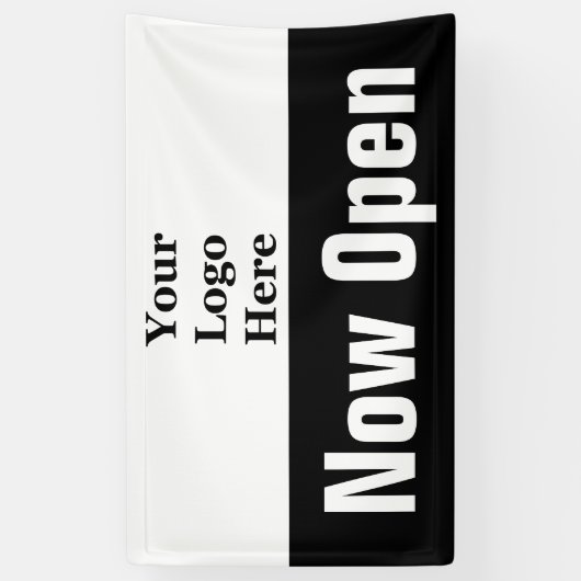 Open nu zwart-wit uw Logo hier Spandoek (Verticaal)