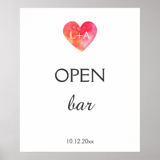 Open of aangepaste streepjesbruiloft, waaterkleuri poster (Voorkant)