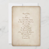 open oud trouwboek met bridal bouquet kaart (Achterkant)