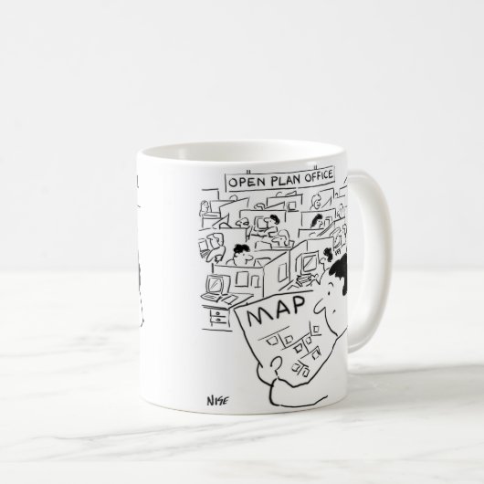 Open Plan Kantoor - Man heeft een kaart nodig Koffiemok (Voorkant rechts)