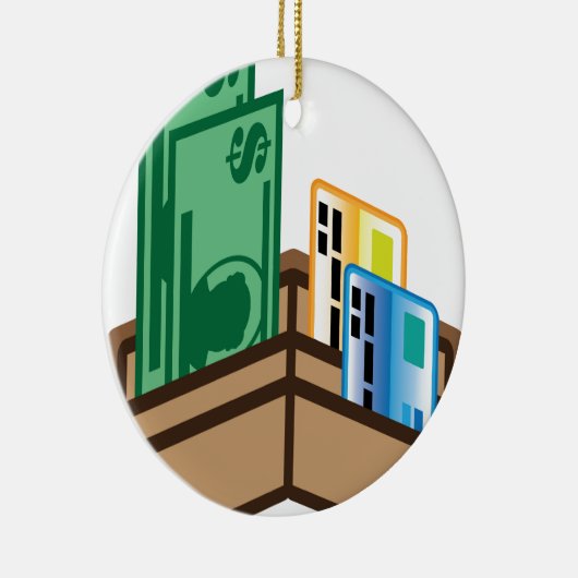 Open portefeuilleboten en -kaarten keramisch ornament (Rechts)