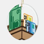 Open portefeuilleboten en -kaarten keramisch ornament (Links)