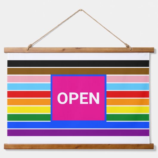 Open Pride Bondgenoot Rainbow Progress LGBT Hangend Wandkleed (Voorkant)