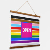 Open Pride Bondgenoot Rainbow Progress LGBT Hangend Wandkleed (Gebogen)