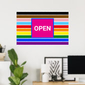 Open Pride Bondgenoot Rainbow Progress LGBT Poster (Thuiskantoor)