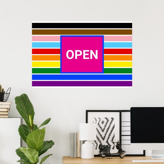 Open Pride Bondgenoot Rainbow Progress LGBT Poster (Thuiskantoor)