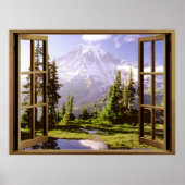 Open raam bij Mt. Rainier Poster (Voorkant)