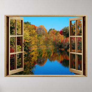 Open Raam Herfst Meerzijde Poster
