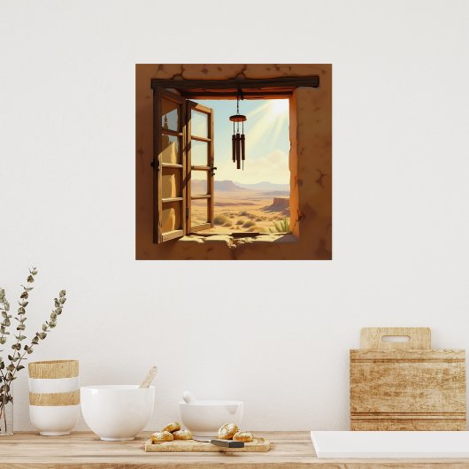 Open raam in de woestijn poster (Keuken)