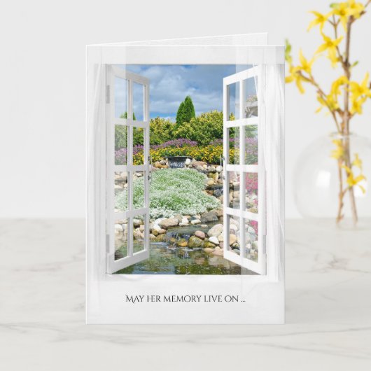 open raam met rocktuinsympathie kaart (Gele Bloem)