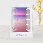 open raam paarse oceaanzonsopgang denken aan jou kaart (Gele Bloem)