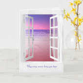 open raam paarse oceaanzonsopgang sympathie kaart (Gele Bloem)