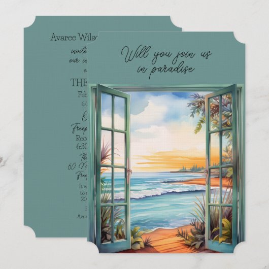 Open raam strand scène paradijs tropisch kaart (Voorkant / Achterkant)