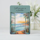 Open raam strand scène paradijs tropisch kaart (Staand voorkant)