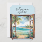 Open raam strand scène paradijs tropisch kaart (Voorkant)