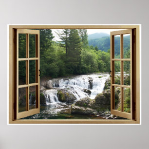 Open Raam Waterval Rivier Poster