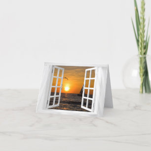 open raam zweefboot zonsondergang sympathie bedankkaart