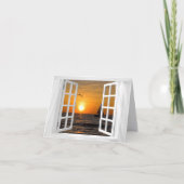 open raam zweefboot zonsondergang sympathie bedankkaart (Voorkant)