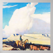 "Open Range" Westerne kunst van Maynard Dixon Poster (Voorkant)