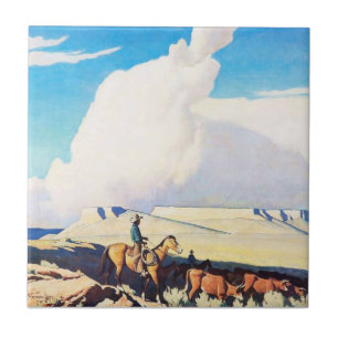 “Open Range” Westerse kunst van Maynard Dixon Tegeltje