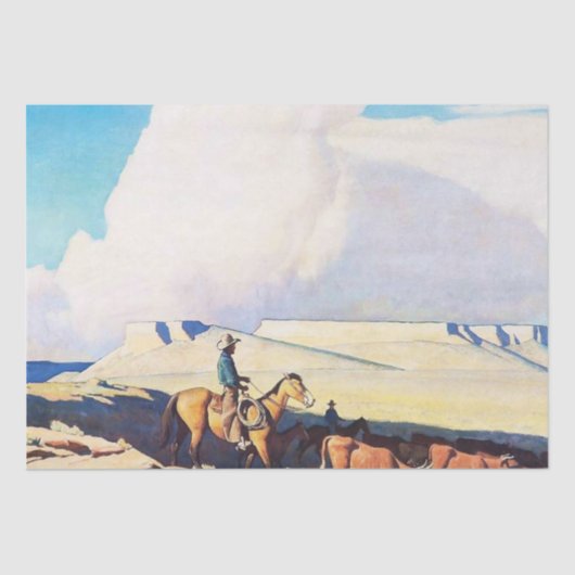 “Open Range” Westerse kunst van Maynard Dixon Tissuepapier (Voorkant)