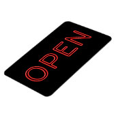 OPEN Red Neon Letters op zwarte achtergrond Magneet (Linkerzijde)