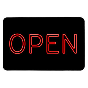 OPEN Red Neon Letters op zwarte achtergrond Magneet