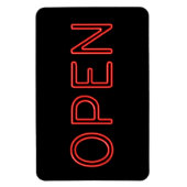 OPEN Red Neon Letters op zwarte achtergrond Magneet (Verticaal)