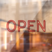 OPEN Red Neon Window Cling Raamsticker (Vel 2)