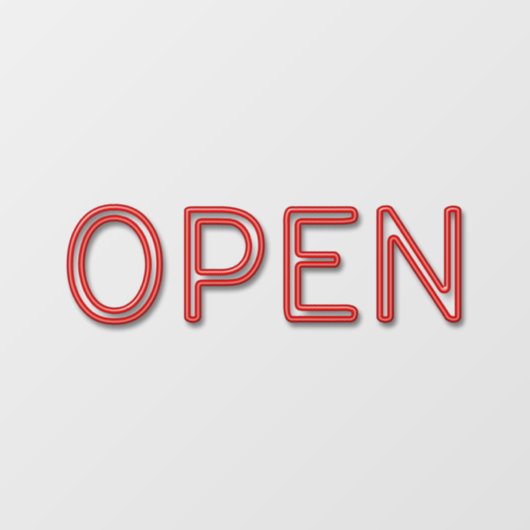 OPEN Red Neon Window Cling Raamsticker (Vel)