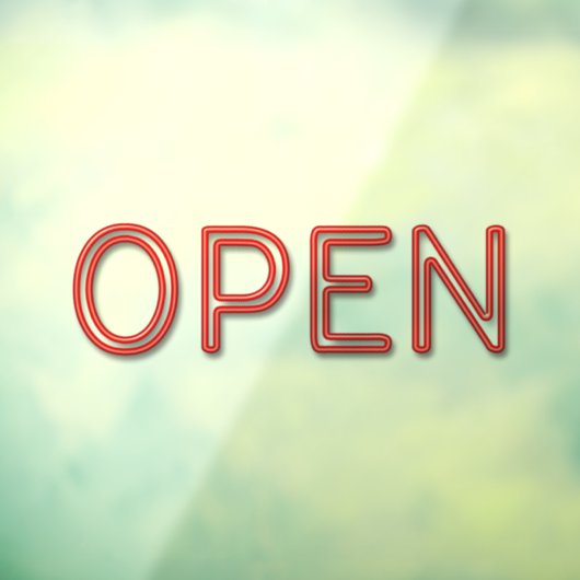 OPEN Red Neon Window Cling Raamsticker (Vel 3)