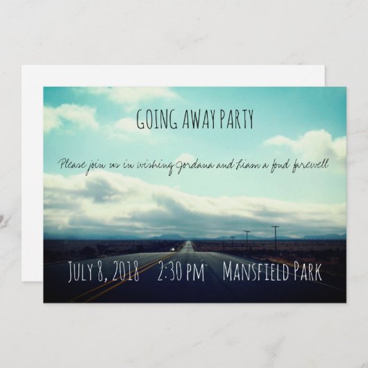 Open Road Going Away Party Invitation Kaart (Voorkant / Achterkant)