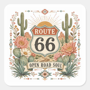 Open Road Soul Botanische Decal Vierkante Sticker