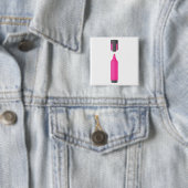 Open roze fluorescerende pen vierkante button 5,1 cm (In situ)