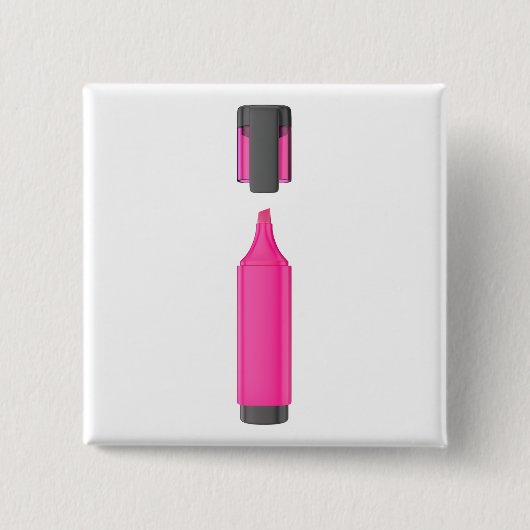 Open roze fluorescerende pen vierkante button 5,1 cm (Voorkant)