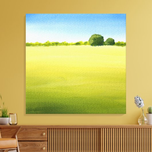"Open ruimte" Acrylische Waterverf Canvas Afdruk (Insitu (Woonkamer))