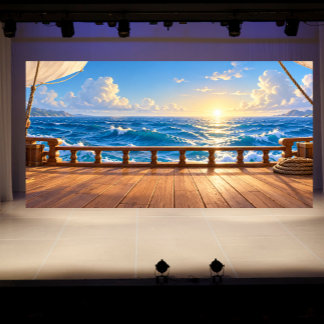 Open scheepsdek oceaan horizon panoramische foto spandoek