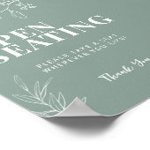 Open Seating Sage Green Wedding Sign Poster (Hoek)