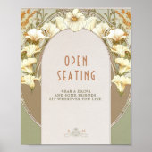 Open Seating Sign  Art Nouveau door Mucha Poster (Voorkant)