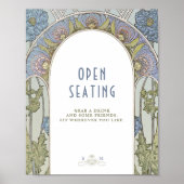 Open Seating Sign  Art Nouveau door Mucha Poster (Voorkant)