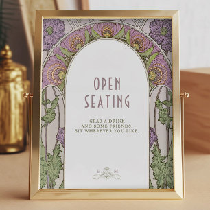 Open Seating Sign Art Nouveau door Mucha Poster