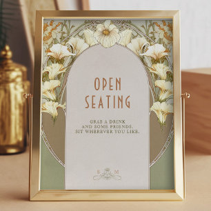 Open Seating Sign Art Nouveau door Mucha Poster