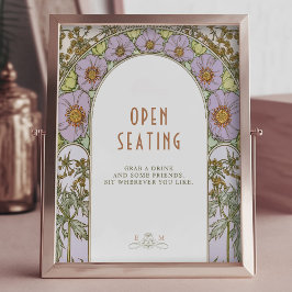 Open Seating Sign  Art Nouveau door Mucha Poster