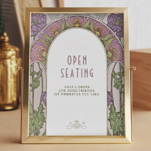 Open Seating Sign  Art Nouveau door Mucha Poster