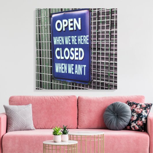 Open Sign Funny, Closed Sign Funny Canvas Afdruk (Insitu (Woonkamer))