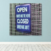 Open Sign Funny, Closed Sign Funny Canvas Afdruk (Insitu (Houten vloer))